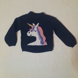 Old Navy SoSoft Unicorn Sweater Blue Long Sleeve Warm Pullover Graphic Knit 3T